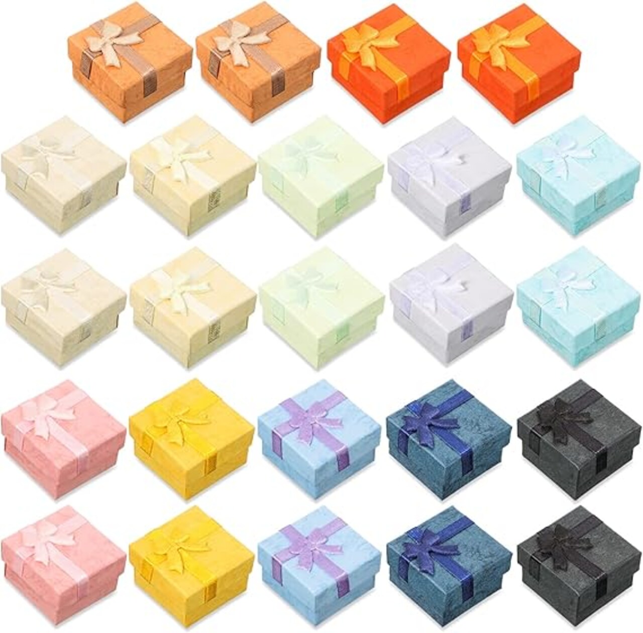 24 Pack Jewelry Gift Boxes Jewelry Box Gift Cases Cotton Filled Cardboard Paper Box Bracelets Bangle Necklace Gift Case with Ribbon Bow